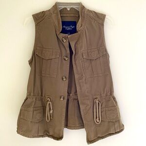 Vintage American Eagle Brown Pocket Utility Vest, Size Medium